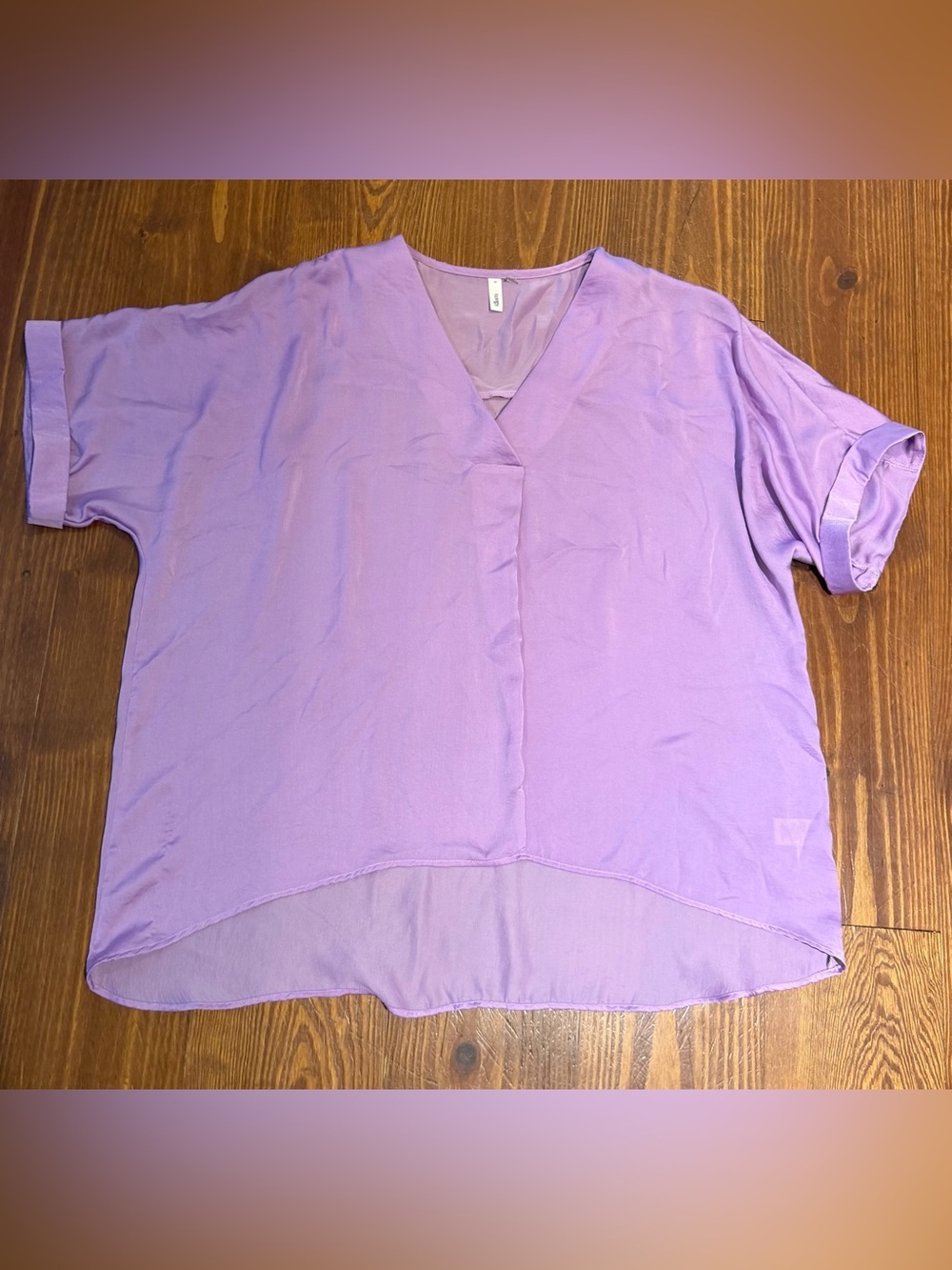 glam Lavender V-Neck Short Sleeve Tunic
